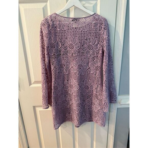 Majorelle Revolve Calvin Lavender Crochet Floral Pattern Crochet Bell Sleeve Dre - Picture 9 of 10